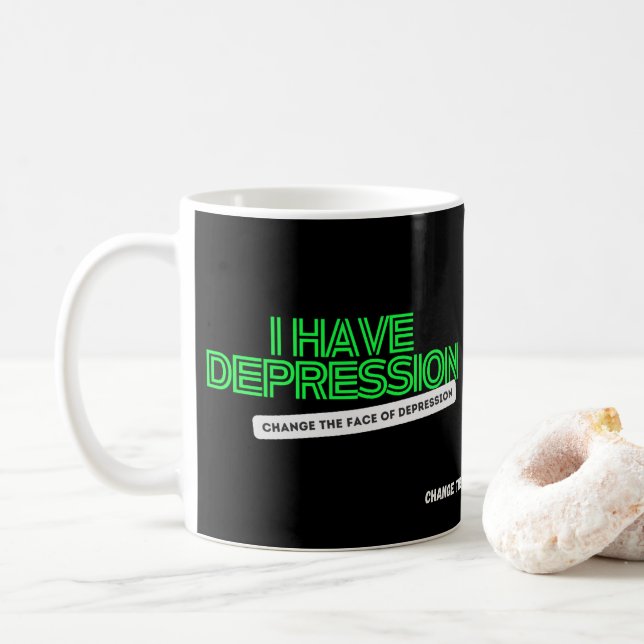 I Have Depression Neon Black Plain CTFOD Mug (With Donut)