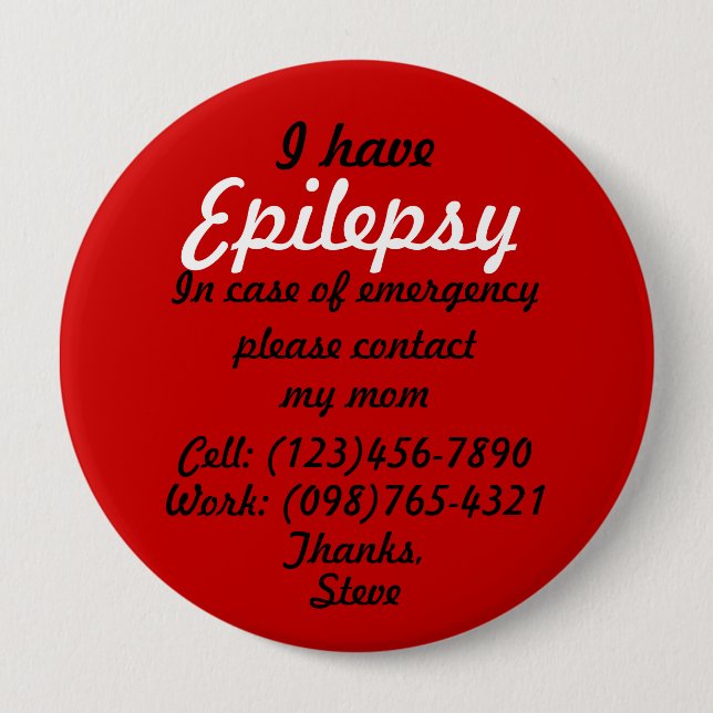 I Have Epilepsy Button (Front)