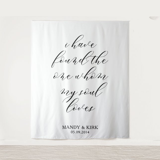 “I Have Found The One” – Elegant Wedding Backdrop  Tapestry (Front)