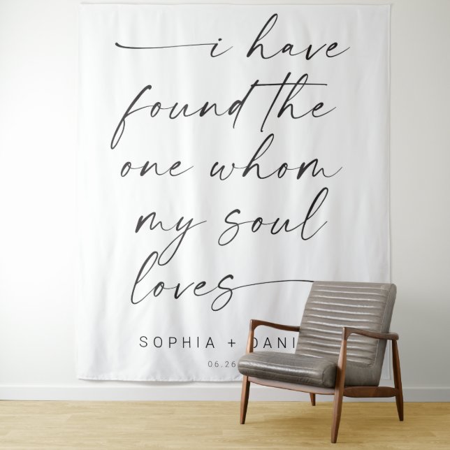 I Have Found The One Quote Wedding Backdrop Banner Tapestry (In Situ)