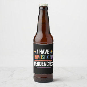 I Have Homosexual Tendencies LGBTQ Pride Rainbow Beer Bottle Label