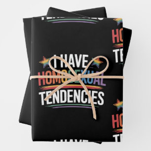 I Have Homosexual Tendencies LGBTQ Pride Rainbow Wrapping Paper Sheet