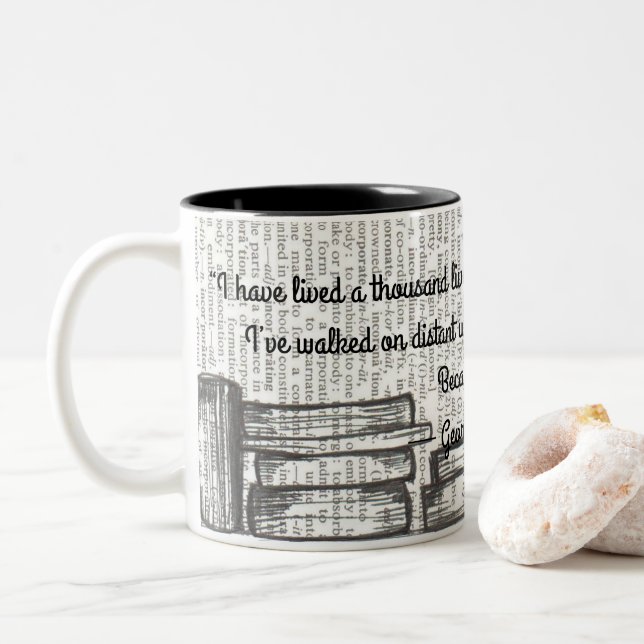 I have lived a thousand lives Two-Tone coffee mug (With Donut)