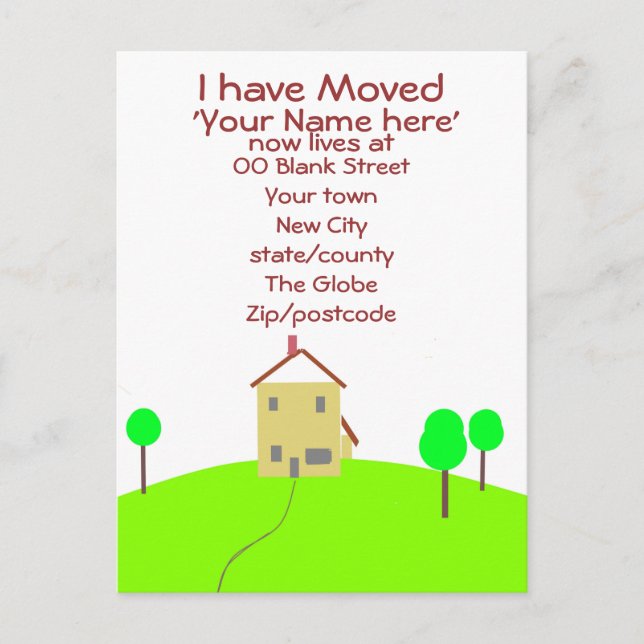 I have moved customize postcard (Front)