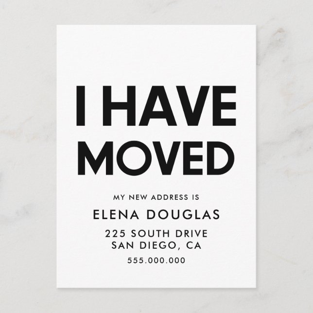 I have moved Modern minimalist Moving announcement Postcard (Front)