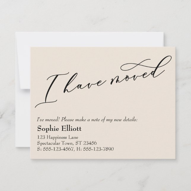 I Have Moved New Address Cream Announcement (Front)