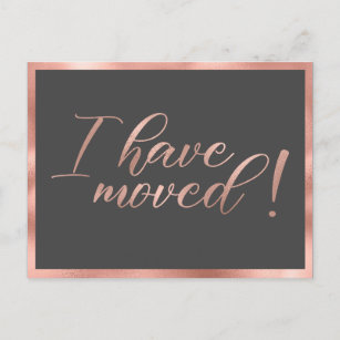 I Have Moved Rose Gold Photo Moving Announcement Postcard