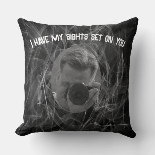 I have my sights set on you - Men with a camera  Throw Pillow