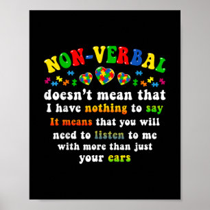 I Have Non-verbal Autism Awareness Puzzle Piece Poster