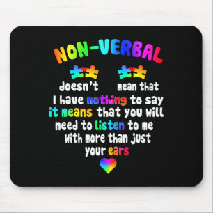 I Have Non-verbal Puzzle Piece Neon Pastel Autism Mouse Pad