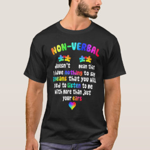 I Have Non Verbal Puzzle Piece Neon Pastel Autism T-Shirt