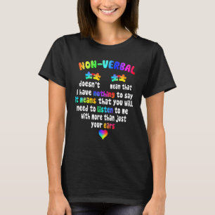 I Have Non Verbal Puzzle Piece Neon Pastel Autism  T-Shirt