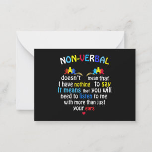 I Have Nonverbal Autism Awareness Puzzle Piece Card