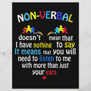 I Have Nonverbal Autism Awareness Puzzle Piece Letterhead