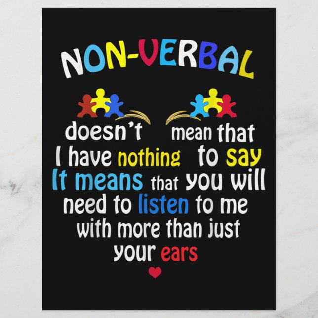 I Have Nonverbal Autism Awareness Puzzle Piece Letterhead (Front)