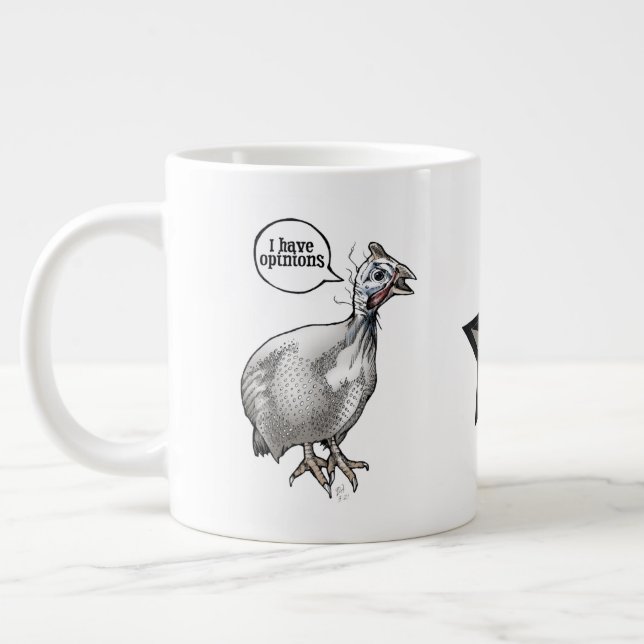 I have opinions (guinea fowl) large coffee mug (Left)