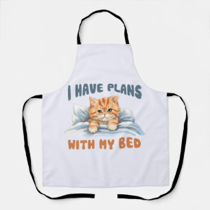 I Have Plans with My Bed – Cozy Orange Cat Apron