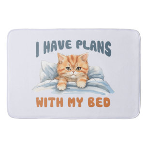 I Have Plans with My Bed – Cozy Orange Cat Bath Mat