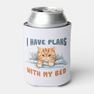 I Have Plans with My Bed – Cozy Orange Cat Can Cooler