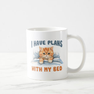 I Have Plans with My Bed – Cozy Orange Cat Coffee Mug