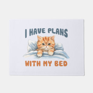 I Have Plans with My Bed – Cozy Orange Cat Doormat
