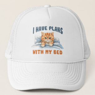 I Have Plans with My Bed – Cozy Orange Cat Trucker Hat