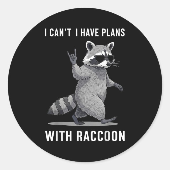 I Have Plans With Racoon Men Women Kid Funny Racco Classic Round Sticker (Front)