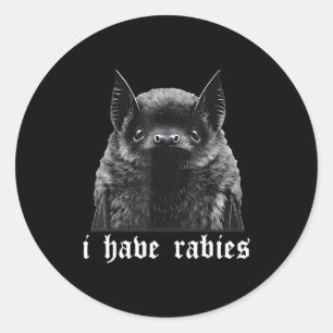 I Have Rabies Bat Vintage Cute Bat Classic Round Sticker