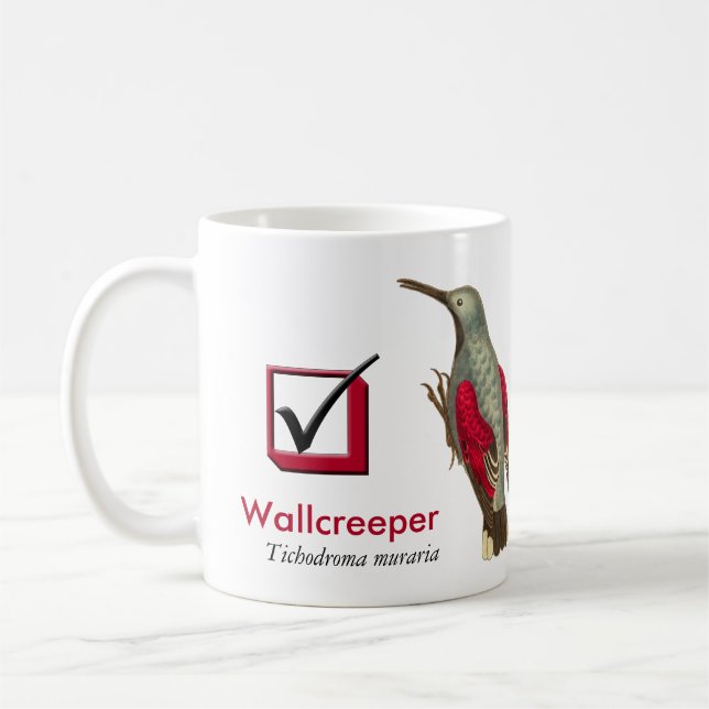 I Have Seen the Wallcreeper Birder's Check Box Coffee Mug (Left)