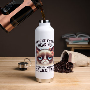 I Have Selective Hearing Funny Cat Lover Gift  Water Bottle