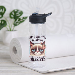 I Have Selective Hearing Funny Cat Lover Gift  Water Bottle