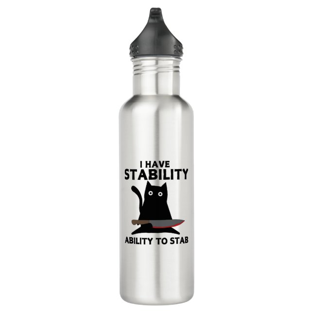 I Have Stability Ability To Stab Funny Black Cat 710 Ml Water Bottle (Right)