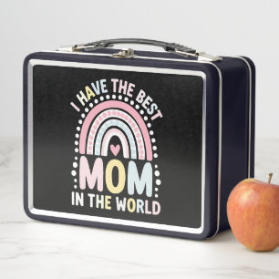 I Have The Best Mom In The World Boho Rainbow Metal Lunch Box