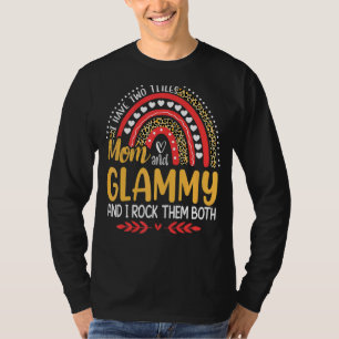 I Have Two Titles Mom And Glammy Leopard Rainbow T-Shirt