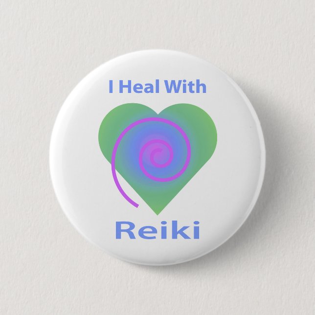I Heal with Reiki 2 Inch Round Button (Front)