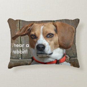 I Hear A Rabbit! Beagle Hound Decorative Pillow