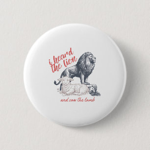 I Heard The Lion And Saw The Lamb Sheep Minimalist 2 Inch Round Button