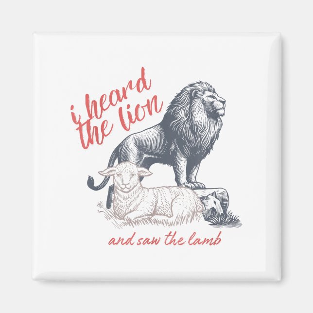 I Heard The Lion And Saw The Lamb Sheep Minimalist Magnet (Front)