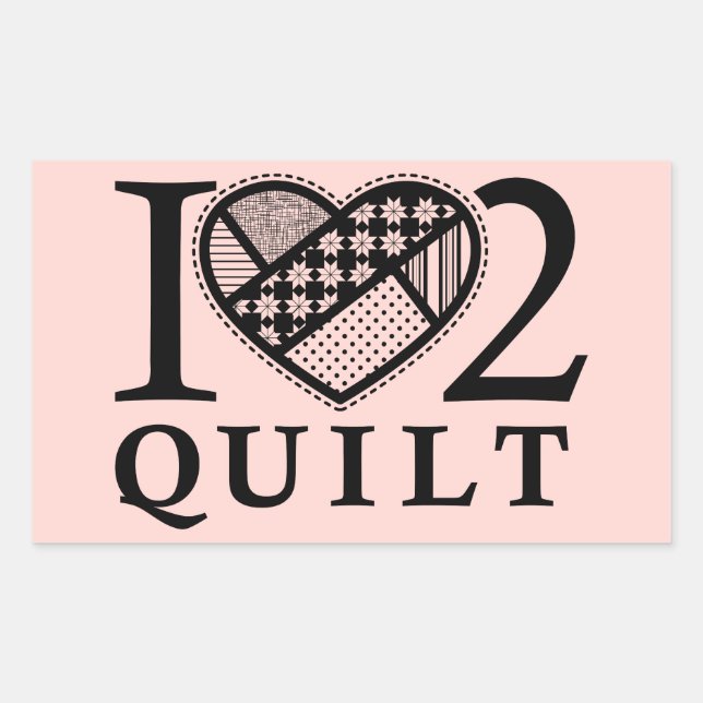 I Heart 2 Quilt by FiberFlies Sticker (Front)