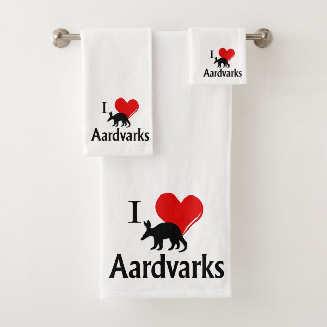 I Heart Aardvarks Bath Towel Set (Insitu)