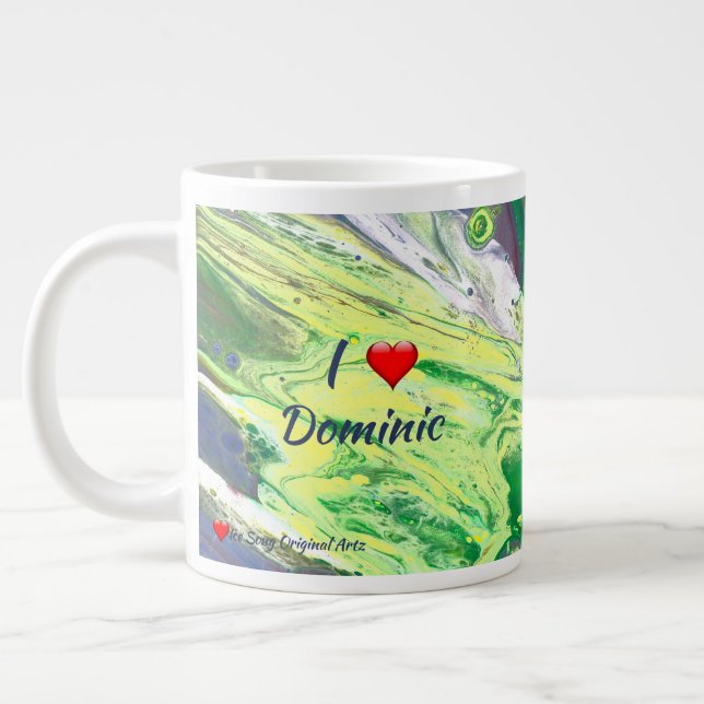 I Heart Abstract Personalize Large Coffee Mug (Left)