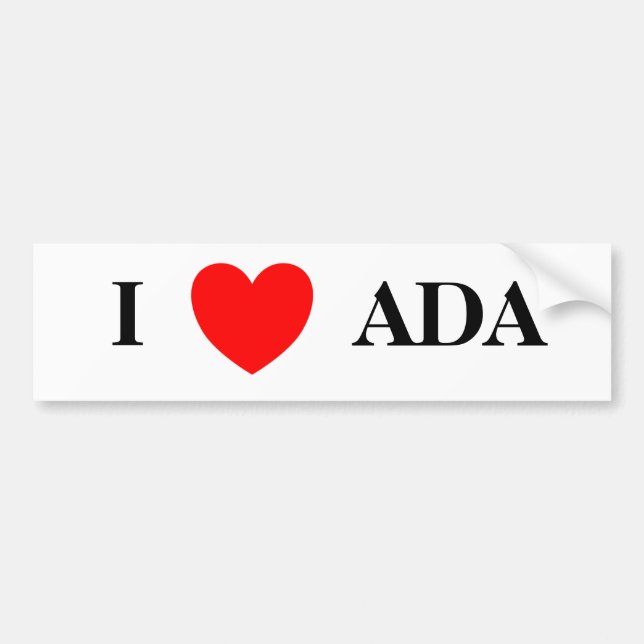 I Heart Ada Bumper Sticker (Front)