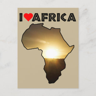 I Heart Africa Giraffe Sunset Postcard