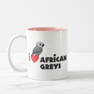 I Heart African Greys Two-Tone Coffee Mug