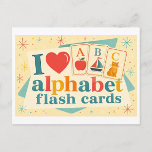 "I [Heart] Alphabet Flash Cards" Postcard