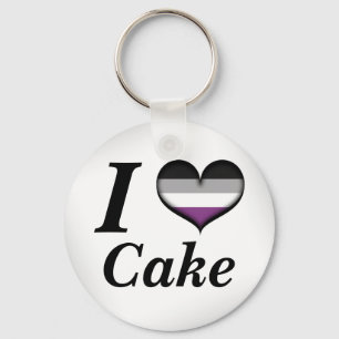 I Heart Asexual Cake Keychain