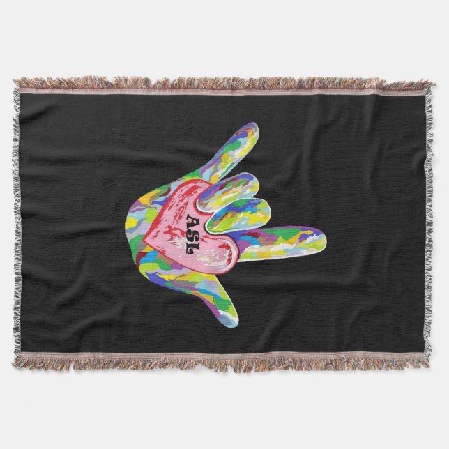 I Heart ASL Throw Blanket (Front)