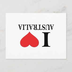 I HEART AUSTRALIA - I LOVE AUSTRALIA - UPSIDE DOWN POSTCARD