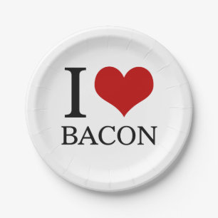 I Heart Bacon Paper Plate