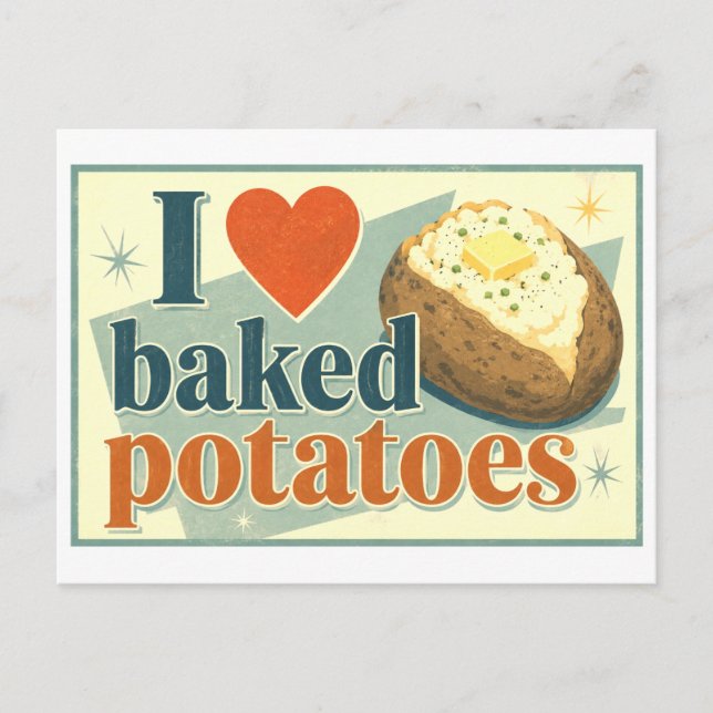 "I [Heart] Baked Potatoes" Postcard (Front)